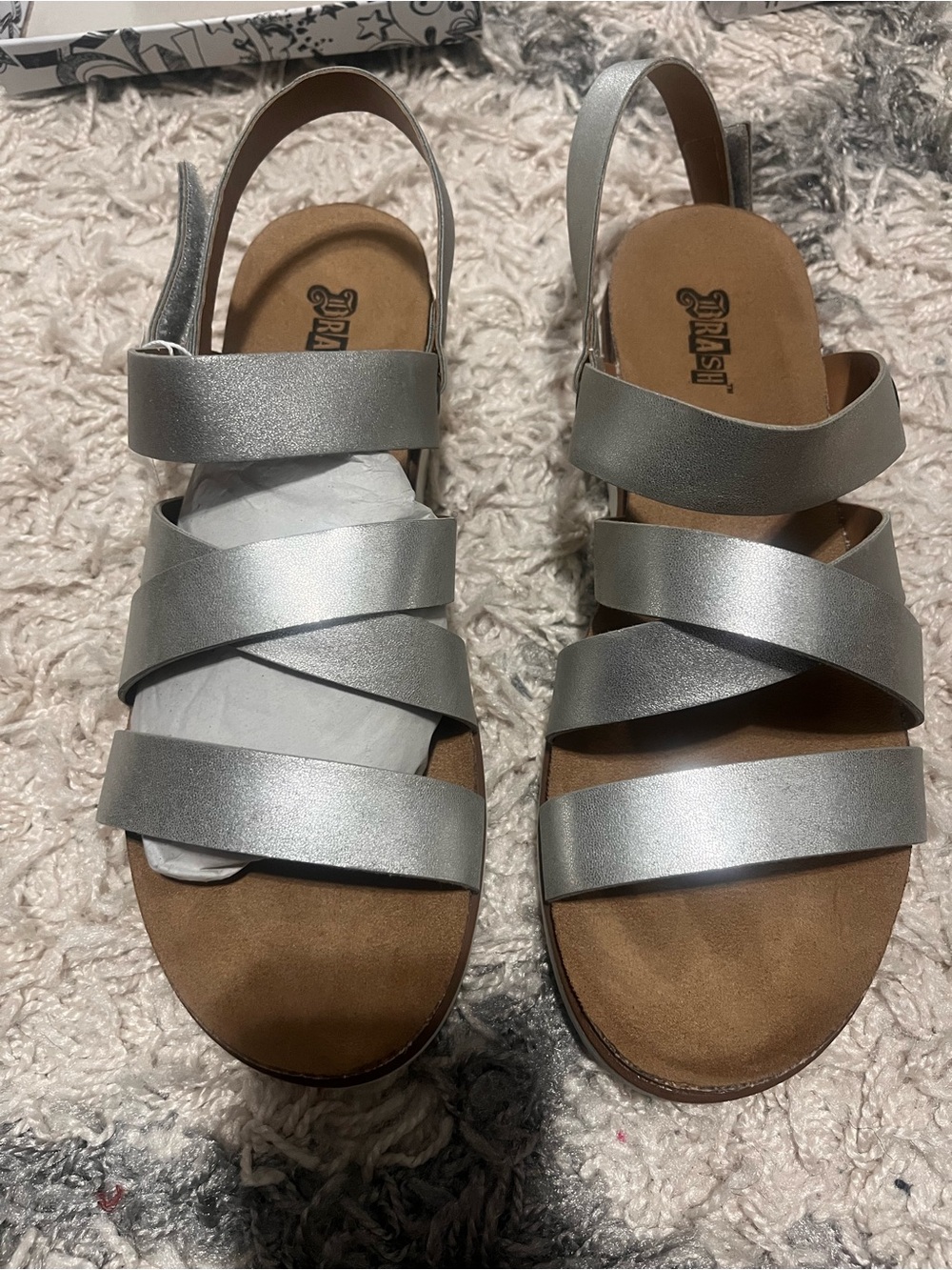 Brash Silver Strappy Slingback Sandals